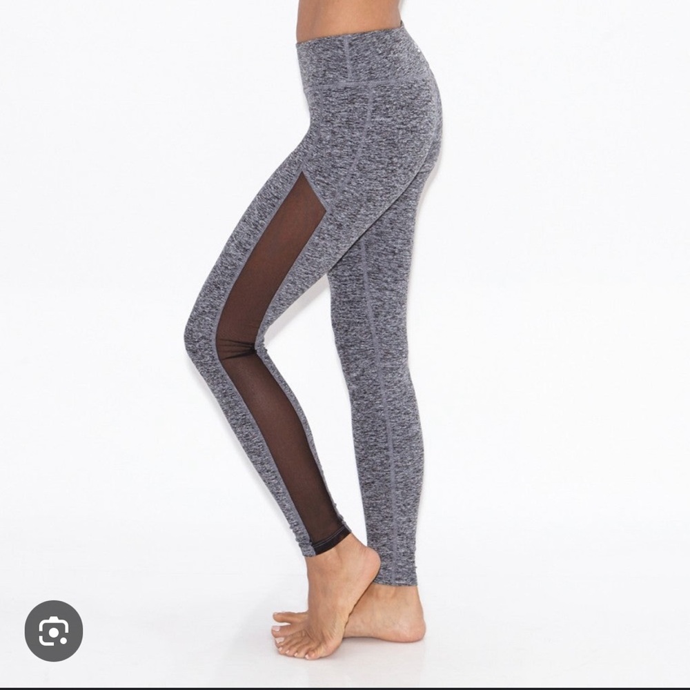 Beyond yoga + fushion mesh space dye leggings dark grey